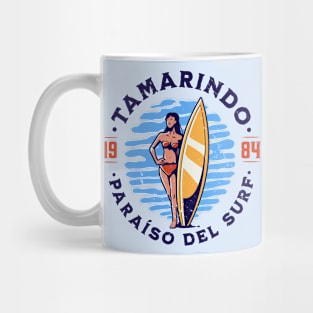 Vintage Tamarindo, Costa Rica Surfer's Paradise // Retro Surfing 1980s Badge B Mug